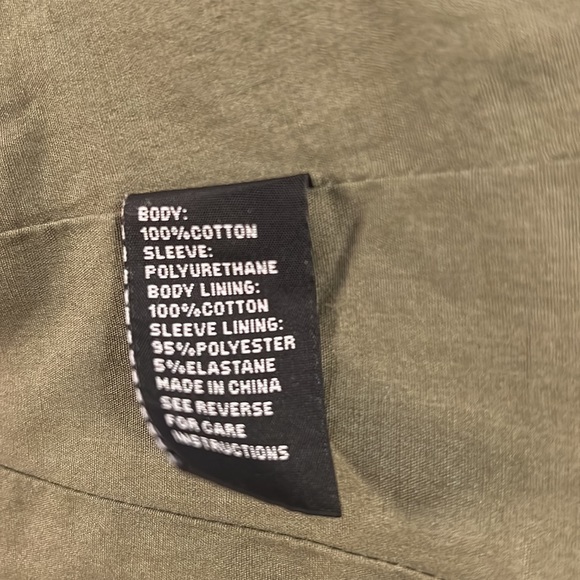 Army Green and pleather sleeve jacket, size S - Picture 9 of 9